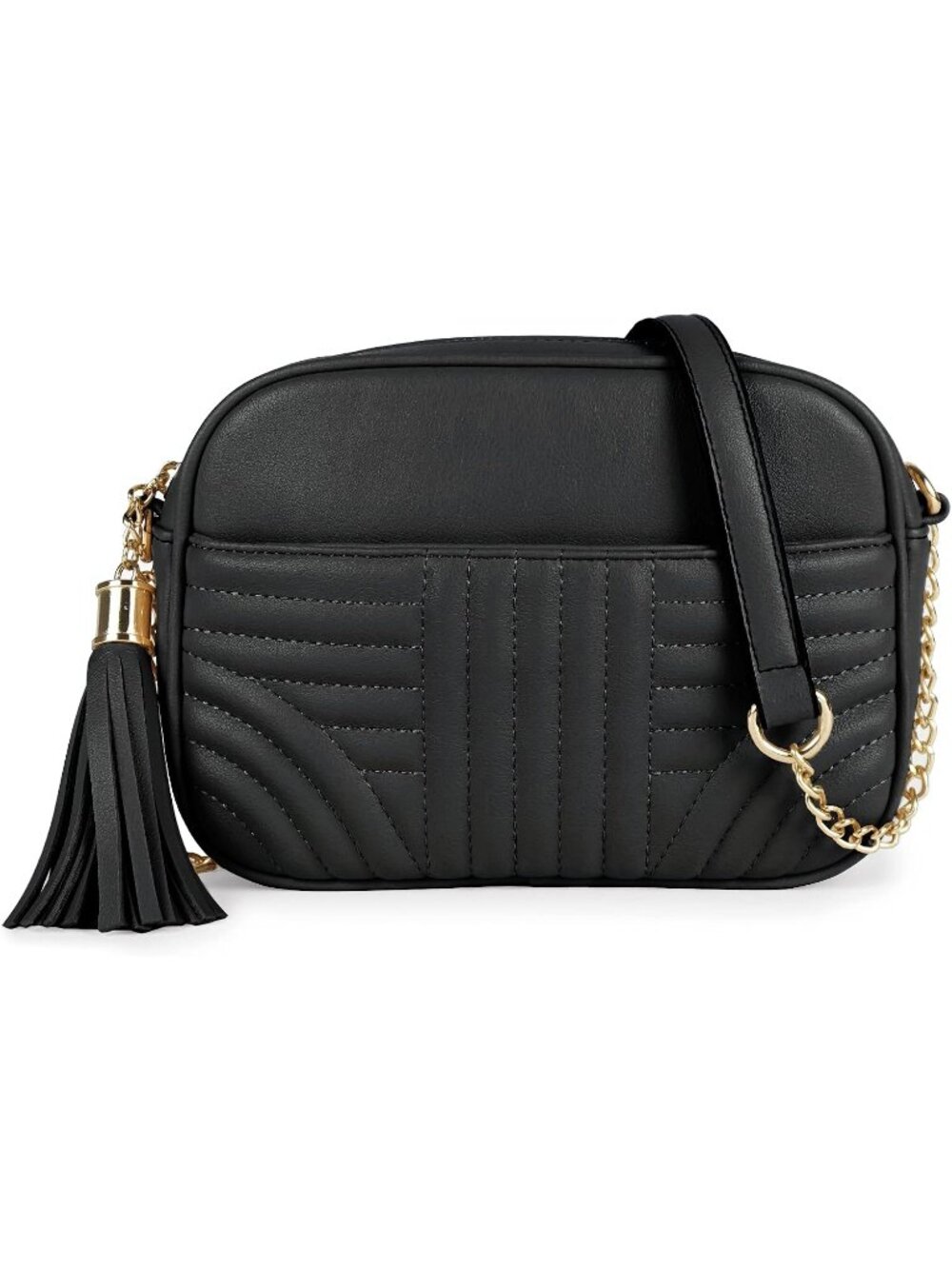 👜Women's Black Quilted Camera Bag Tassel Crossbody Bag Lightweight Shoulder Bag